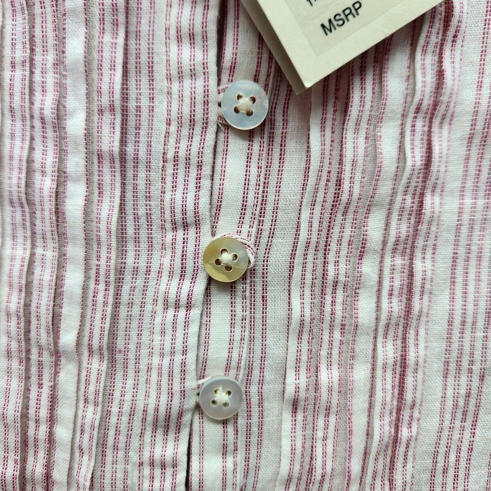 Faherty Isha Linen Dress Womens XS Henley Pink Bloom Sierra Stripe Sleeveless - Picture 11 of 11